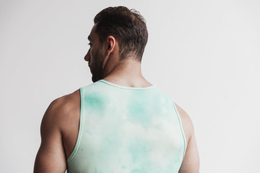 Debardeur Nobull Tie-dye Tank Homme Jaune Clair Turquoise Clair | N4TX21CY3