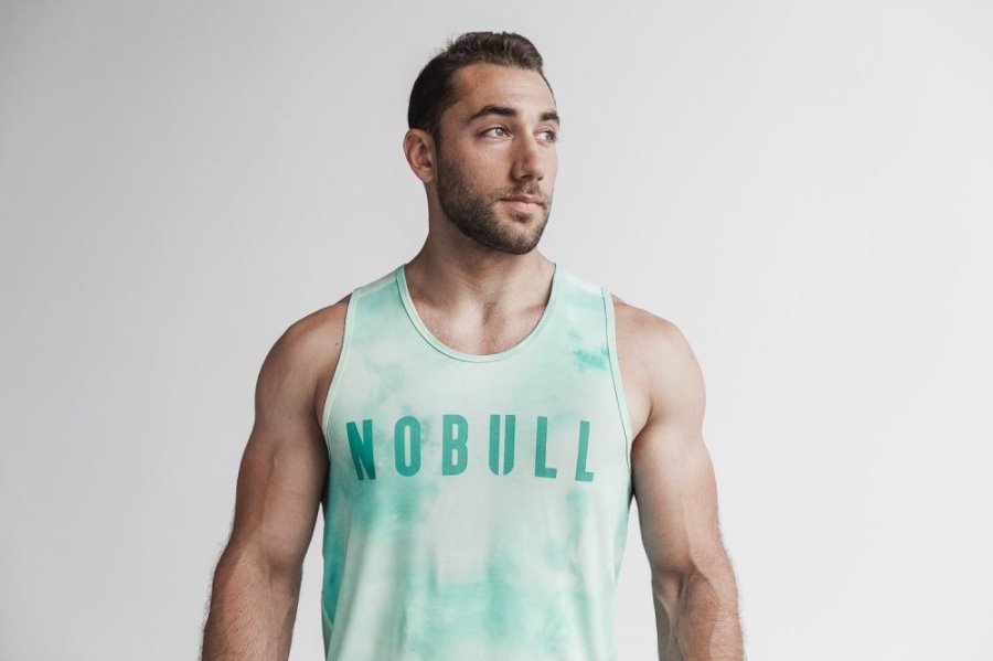 Debardeur Nobull Tie-dye Tank Homme Jaune Clair Turquoise Clair | N4TX21CY3