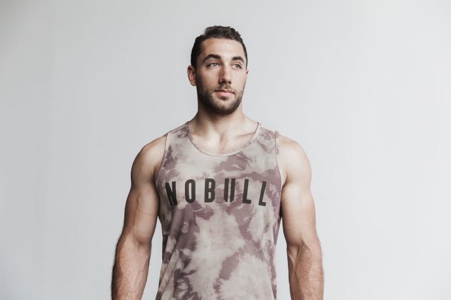 Debardeur Nobull Tie-dye Tank Homme Marron | PDNEA4OIN