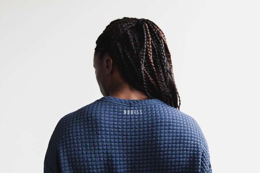 Pullover Nobull Quilted Crew Pullover Femme Bleu Marine | 53D1MMF7H