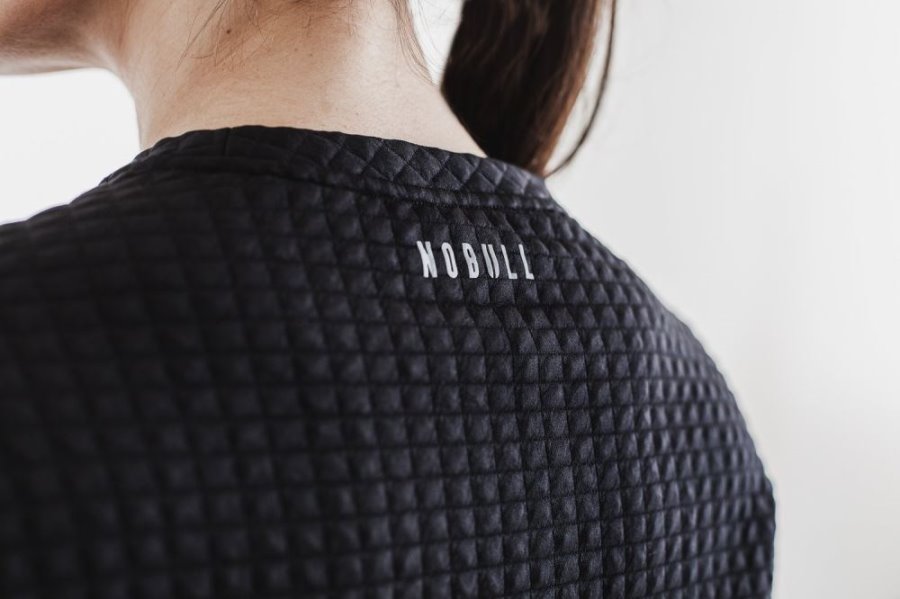 Pullover Nobull Quilted Crew Pullover Femme Noir | JIFL5AHMO