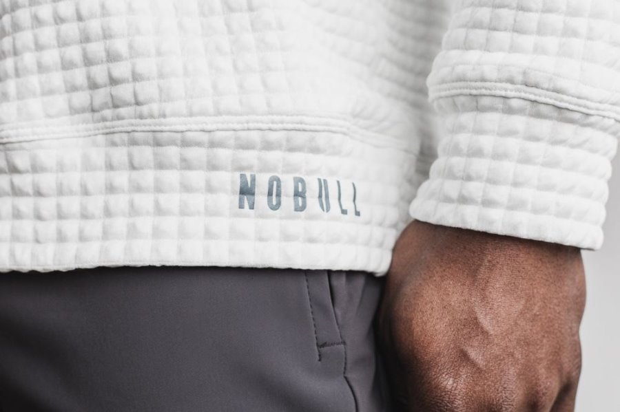 Pullover Nobull Quilted Crew Pullover Homme Blanche | 7OWA9IQP2