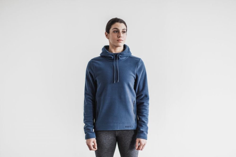 Sweat À Capuche Nobull Arctic Pullover Hoodie Femme Grise Bleu | 6YXV6IQXB