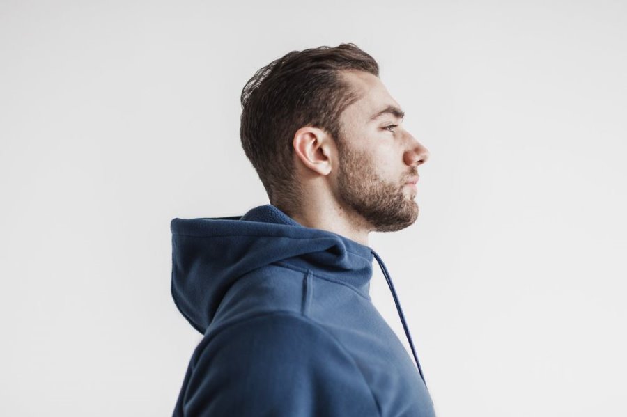 Sweat À Capuche Nobull Arctic Pullover Hoodie Homme Grise Bleu | RINM5HMVM