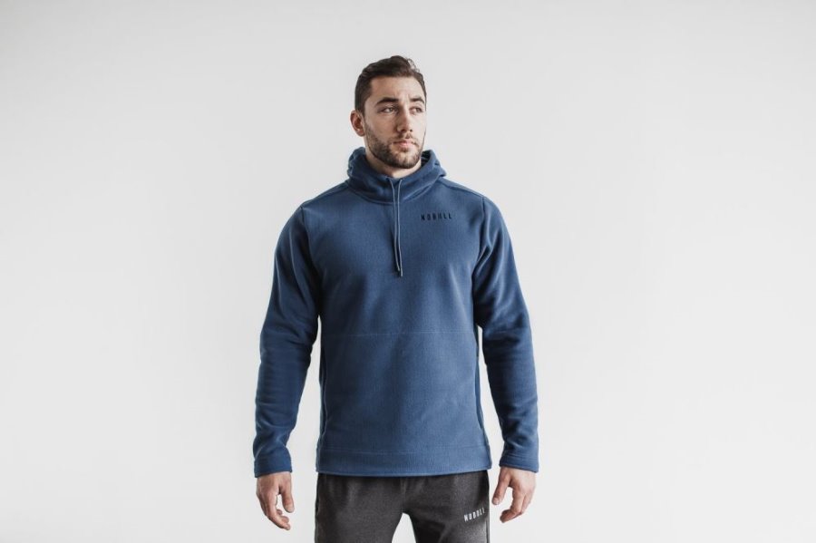 Sweat À Capuche Nobull Arctic Pullover Hoodie Homme Grise Bleu | RINM5HMVM