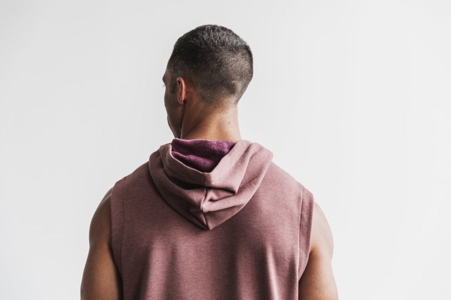 Sweat À Capuche Nobull Microplush Sans Manches Hoodie Homme Rose | 3TV0WUDTI