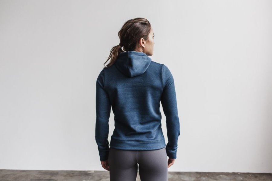 Sweat À Capuche Nobull Performance Pullover Hoodie Femme Grise Bleu | FF00EO6QB