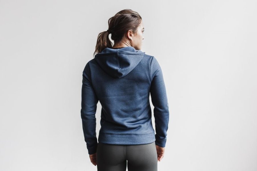 Sweat À Capuche Nobull Performance Zip-up Hoodie Femme Grise Bleu | KI9BAMDX0