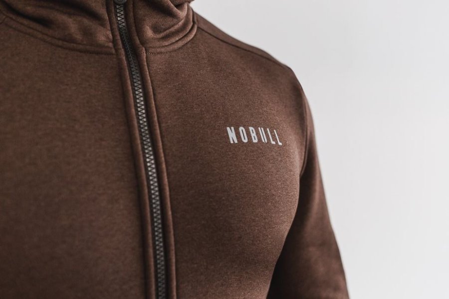 Sweat À Capuche Nobull Performance Zip-up Hoodie Homme Beige | VL22U4P38