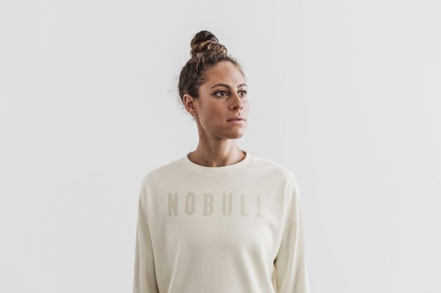 Sweats Nobull Crew Sweatshirt Femme Blanche | OHND0FWNO