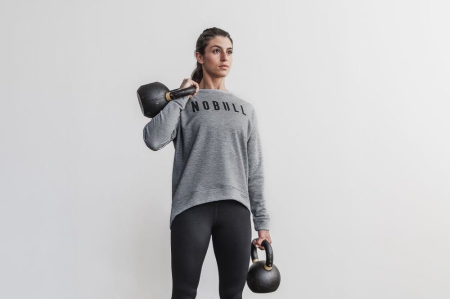 Sweats Nobull Crew Sweatshirt Femme Grise | QMD6BRW4L