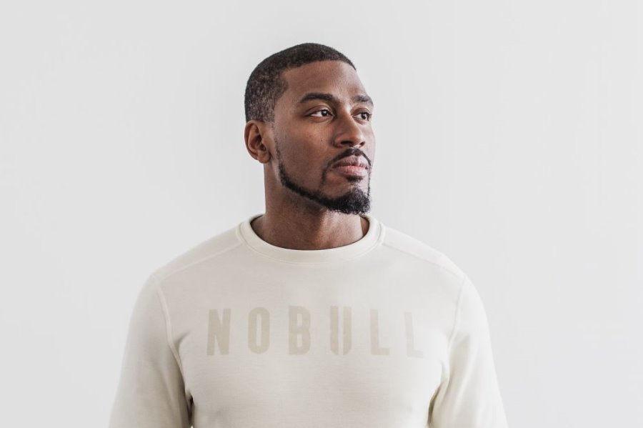 Sweats Nobull Crew Sweatshirt Homme Blanche | NOPLS1D7T