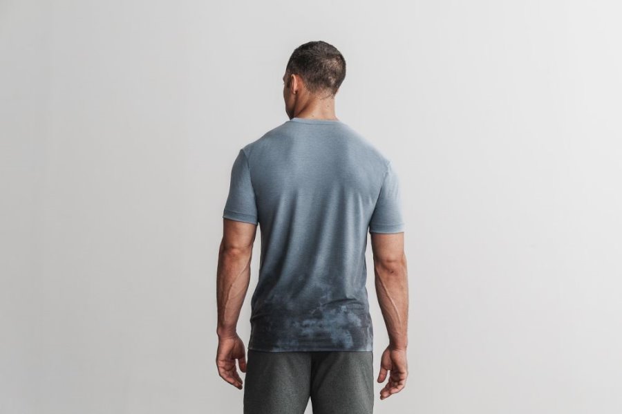 T Chemises Nobull Dip-dye Tee Homme Bleu Grise | YPCNEA5RP