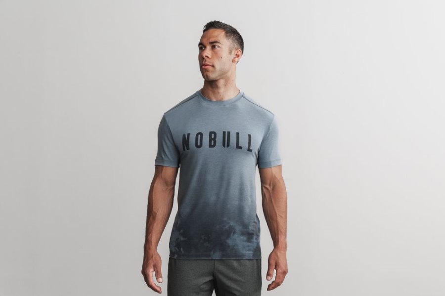 T Chemises Nobull Dip-dye Tee Homme Bleu Grise | YPCNEA5RP