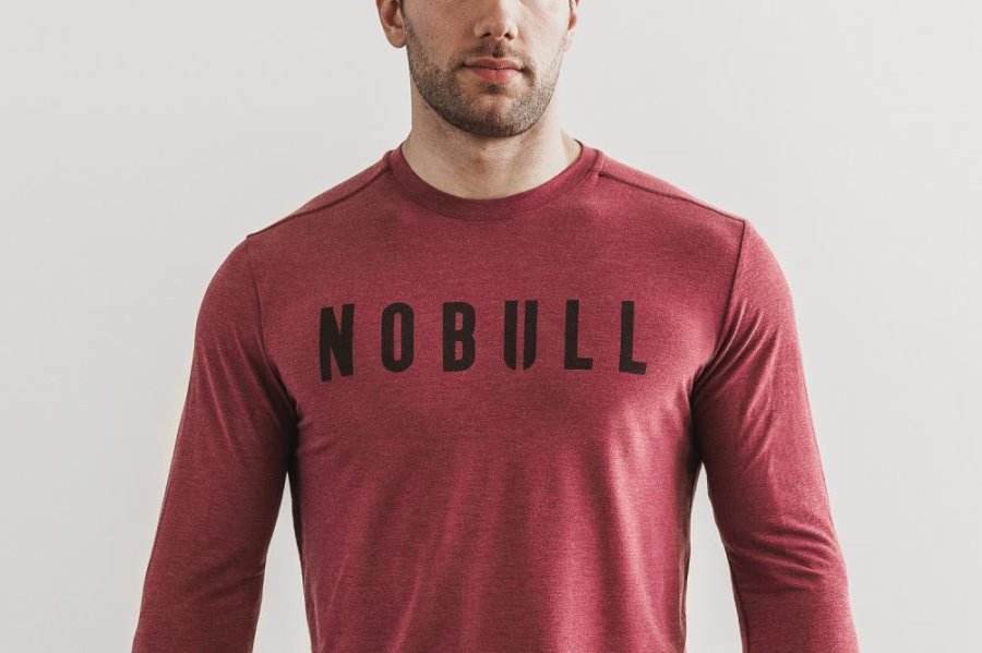 T Chemises Nobull Long Sleeve Tee Homme Rouge | DO0KZ68MC