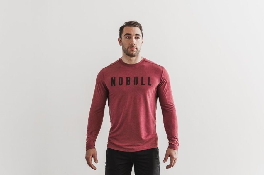 T Chemises Nobull Long Sleeve Tee Homme Rouge | DO0KZ68MC