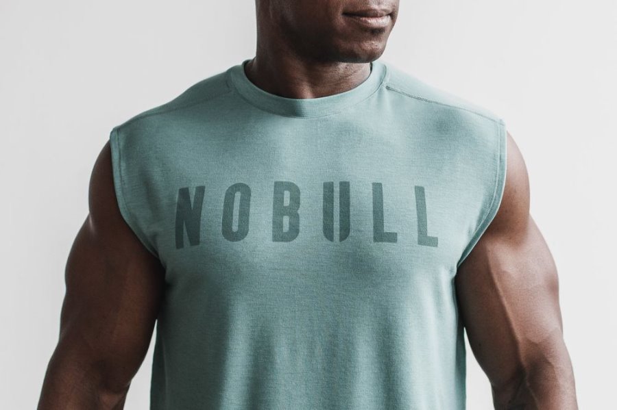 T Chemises Nobull Sans Manches Tee Homme Bleu | 2EKCJ5B0D