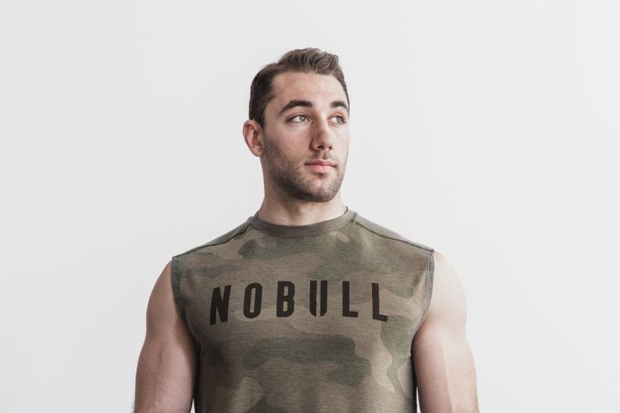 T Chemises Nobull Sans Manches Tee Homme Camouflage Vert Camouflage | 42X3XJ18A