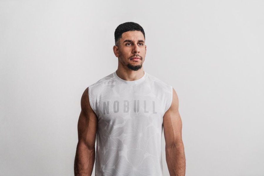 T Chemises Nobull Sans Manches Tee Homme Blanche | 9Y2QZNTO6