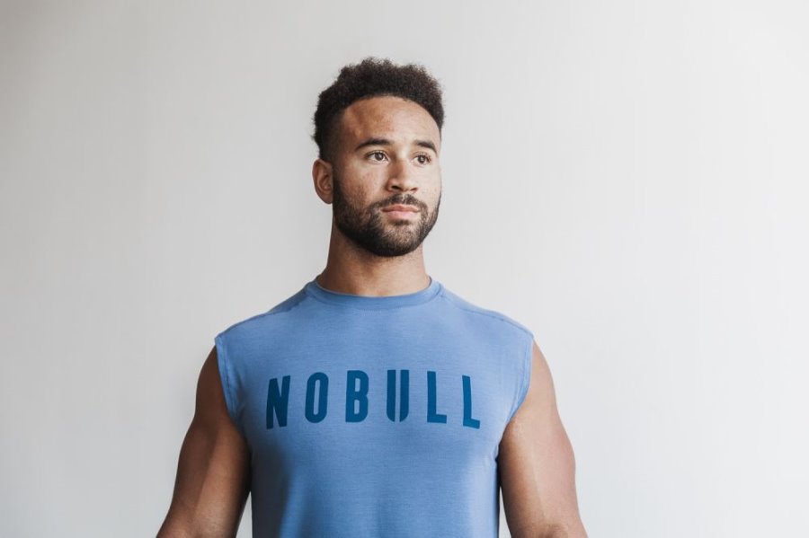 T Chemises Nobull Sans Manches Tee Homme Bleu | Z4ZBEHR3Q