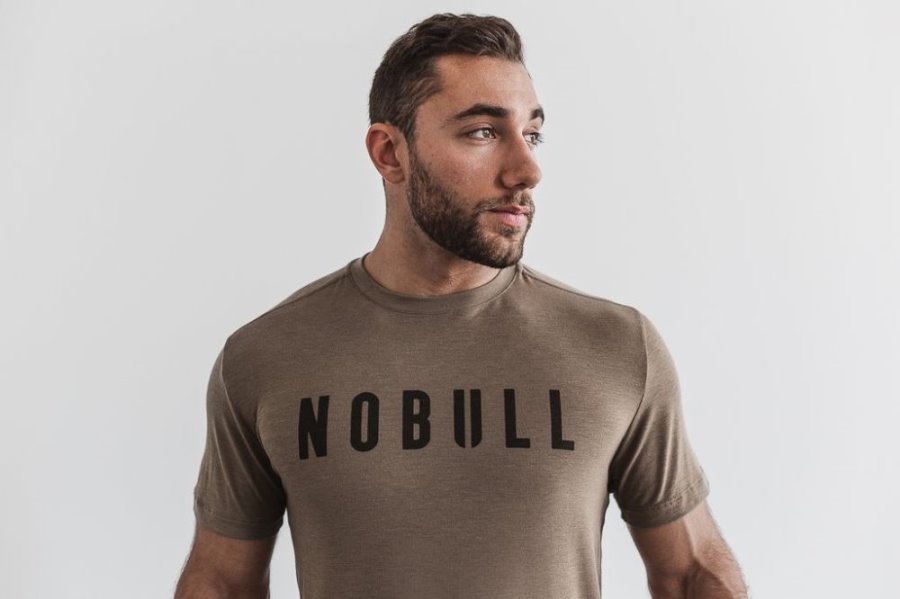 T Chemises Nobull Tee Homme Beige | XT8E7YAUK