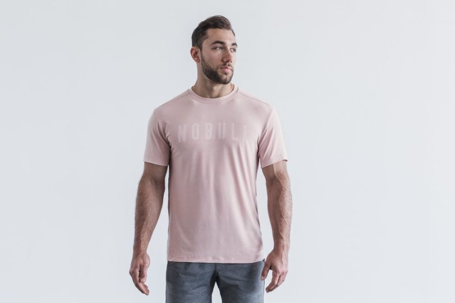 T Chemises Nobull Tee Homme Rose | 0XC8WCQ1B