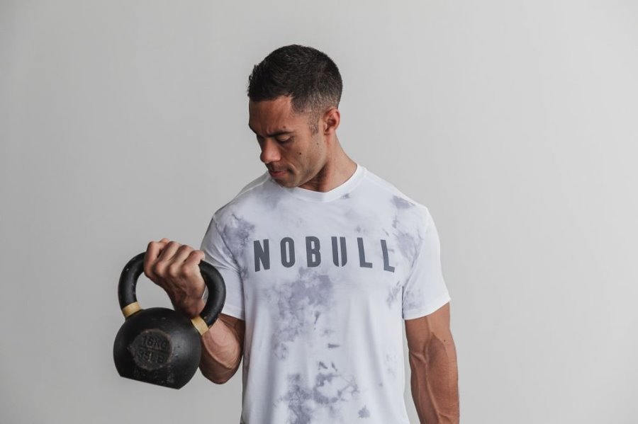 T Chemises Nobull Tie-dye Tee Homme Blanche | FTRYJSULQ