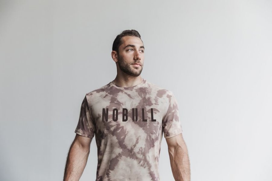 T Chemises Nobull Tie-dye Tee Homme Marron | RMFZYOONP