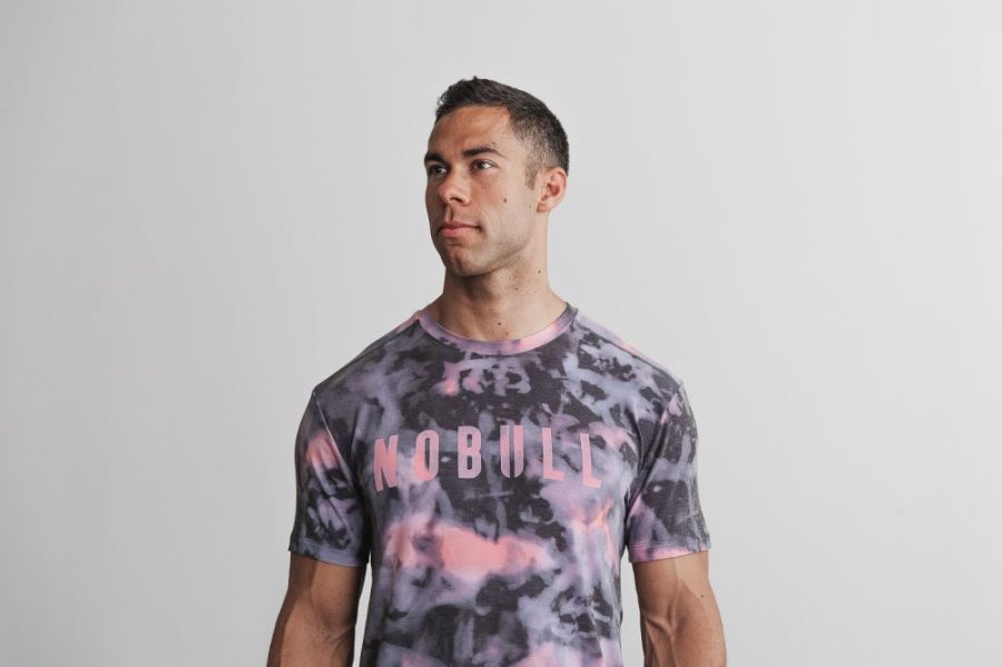 T Chemises Nobull Tie-dye Tee Homme Rose Noir | D4NBMQNC2