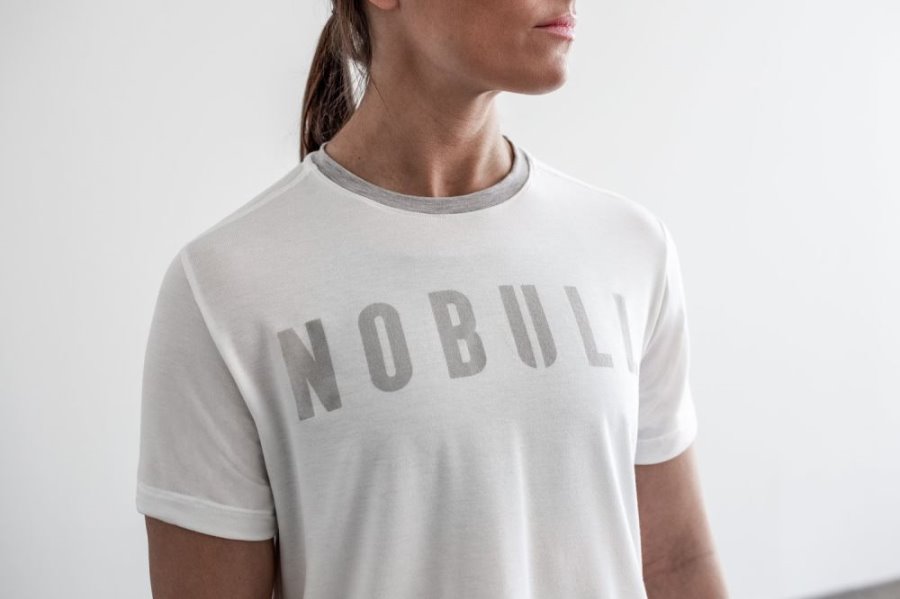 T Shirt Running Nobull Boxy Tee Femme Blanche | M7YQ5BD1Q