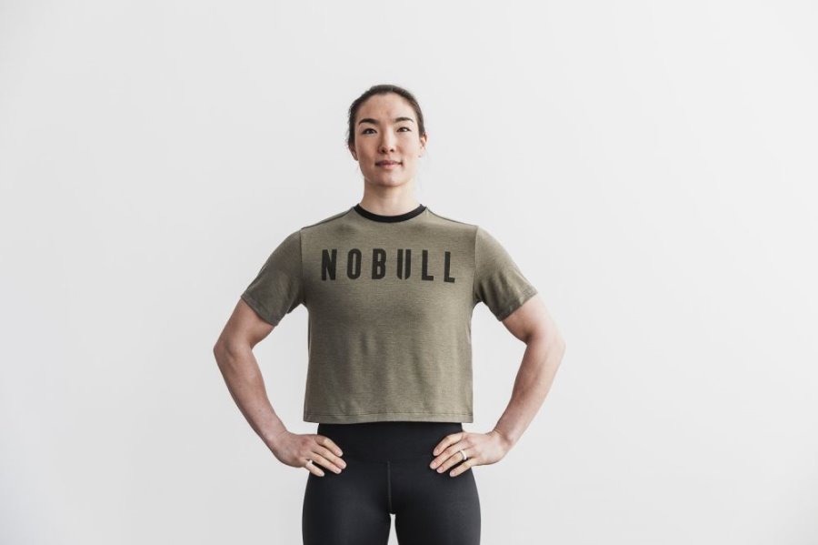 T Shirt Running Nobull Boxy Tee Femme Vert | PRL9N6IKQ