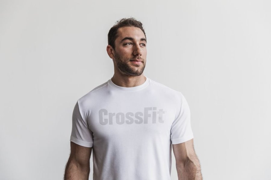 T Shirt Running Nobull Crossfit® Tee Homme Blanche | SXN23U7RY