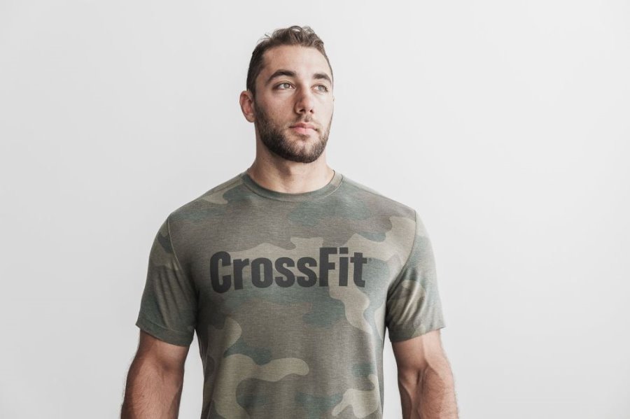 T Shirt Running Nobull Crossfit® Tee Homme Camouflage Vert Camouflage | UEGGB135D