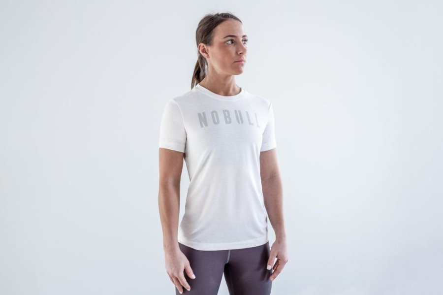 T Shirt Running Nobull Tee Femme Blanche | TOHQZCH9V