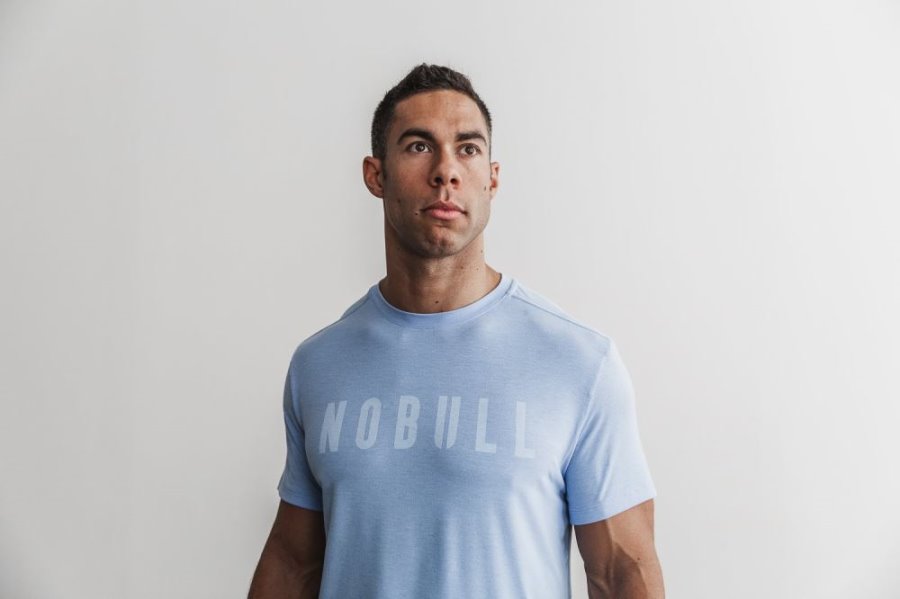 T Shirt Running Nobull Tee Homme Bleu | 4ZZEF0VFG