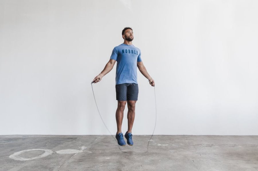 T Shirt Running Nobull Tee Homme Bleu | QIHVP2FHX