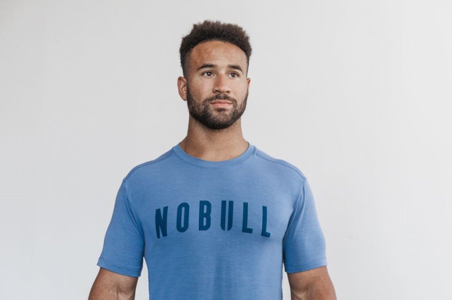 T Shirt Running Nobull Tee Homme Bleu | QIHVP2FHX