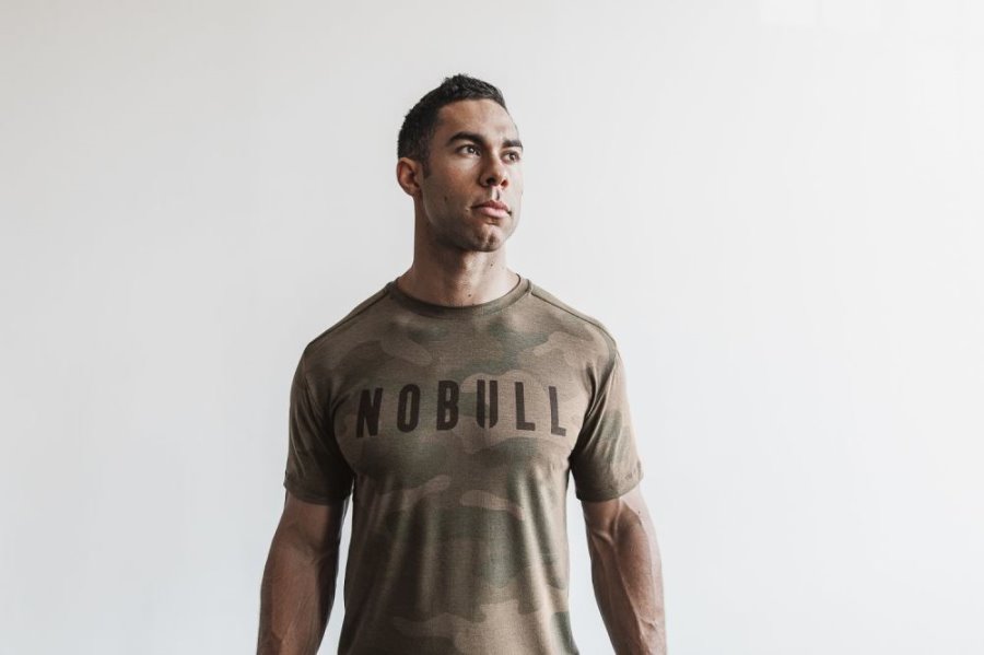 T Shirt Running Nobull Tee Homme Camouflage Vert Camouflage | 2YN18HK0G