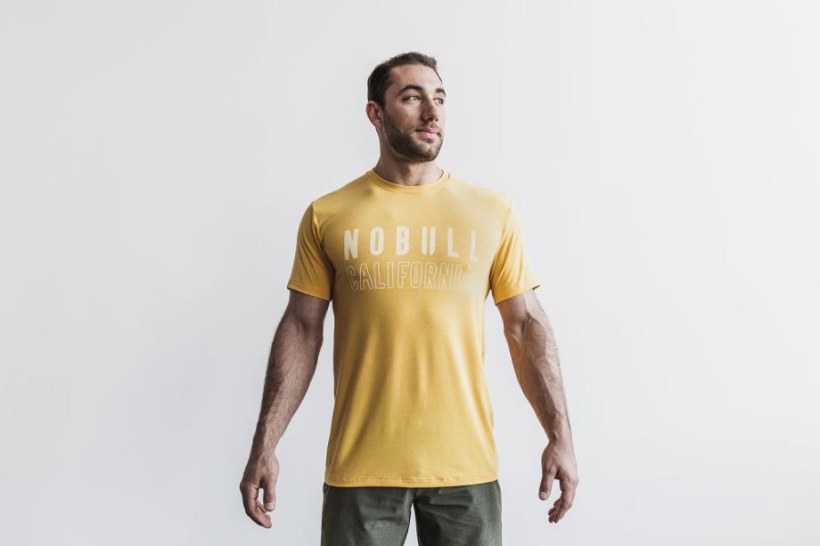 T Shirt Running Nobull Tee Homme Jaune | YOJ9EGSK6