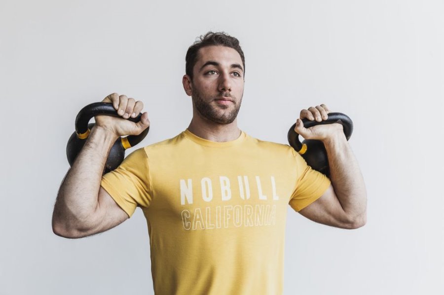 T Shirt Running Nobull Tee Homme Jaune | YOJ9EGSK6