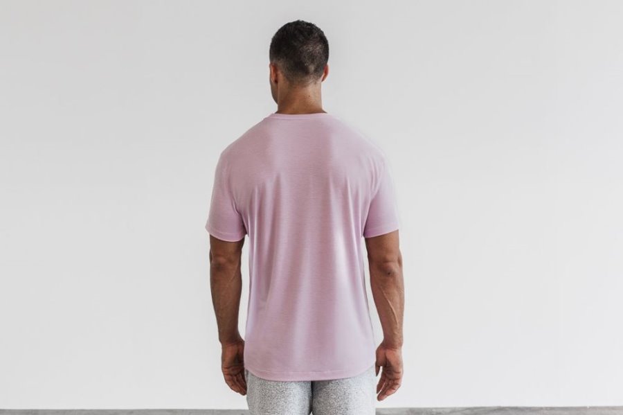 T Shirt Running Nobull Tee Homme Rose | 39RWGM6FA