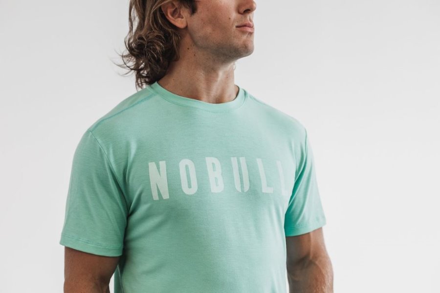 T Shirt Running Nobull Tee Homme Turquoise Clair | IVJS9WVXU