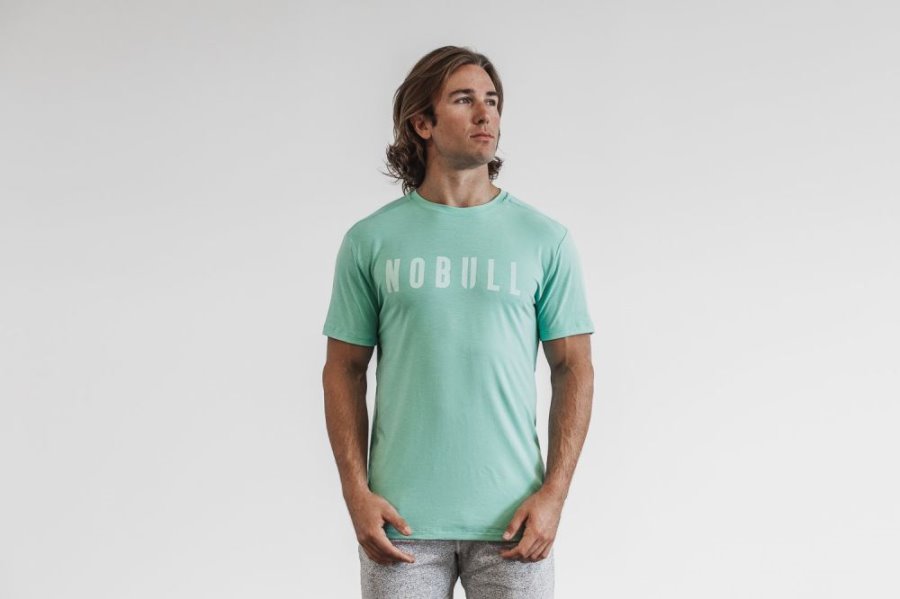 T Shirt Running Nobull Tee Homme Turquoise Clair | IVJS9WVXU