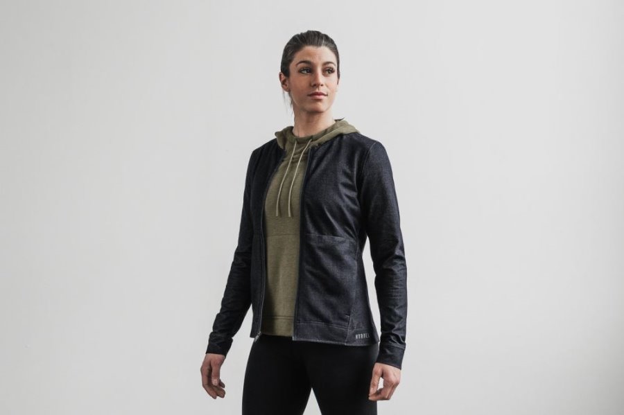 Vestes Nobull Twill Zip-up Jacket Femme Noir Foncé | 63CXFOV2I