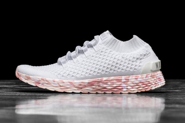 Chaussures Running Nobull Wild Knit Runner Femme Blanche Rose | VDKLKHZZW