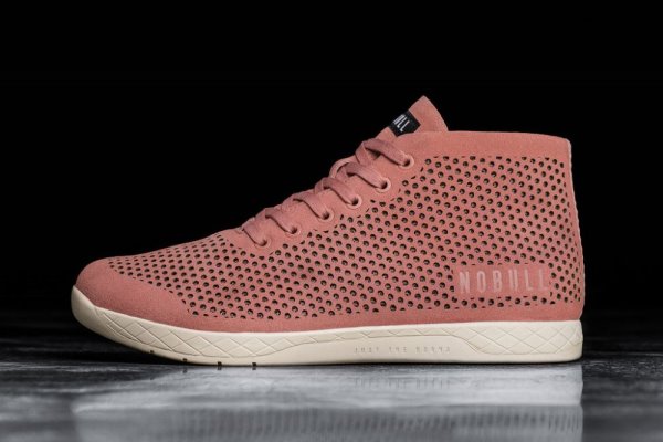 Chaussures de Sport Nobull Daim Mid Trainer Homme Rose | QPTEAHPVF