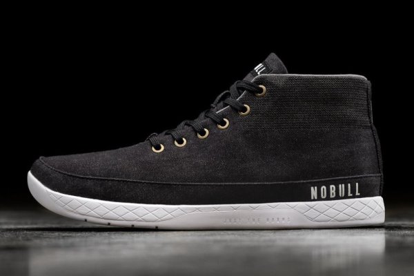 Chaussures de Sport Nobull Denim Tela Mid Trainer Homme Noir Bleu | Y2RFUEKSK