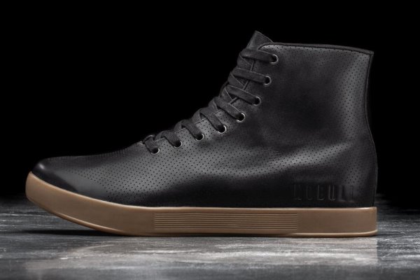 Chaussures de Sport Nobull High-top Gum Cuir Trainer Femme Noir Noir | V9KDD5LKW