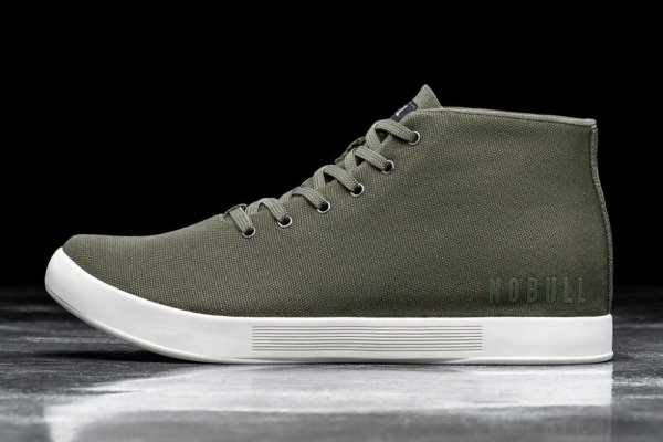 Chaussures de Sport Nobull Tela Mid Trainer Homme Vert Foncé Blanche | IYCNHG7TK