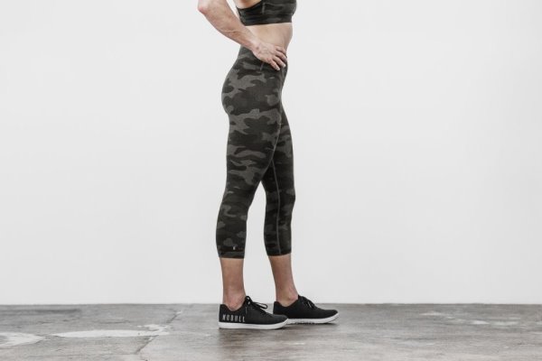 Collant Nobull High-rise Crop Femme Camouflage Grise Camouflage | D0F8ODJSM